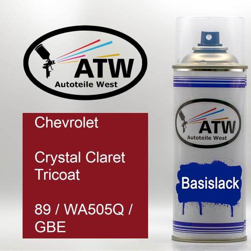 Chevrolet, Crystal Claret Tricoat, 89 / WA505Q / GBE: 400ml Sprühdose, von ATW Autoteile West.
